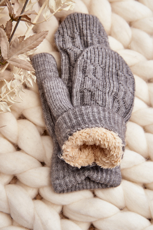 Warm Women's Single-Fingered Gray Gloves