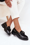 Lacquered Women's Moccasins With Bow S.Barski HY51-319 Black