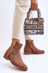 Women's Suede Zipper Boots Beige Belliano