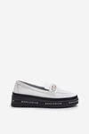 Women's Leather Platform Loafers with Chain S.Barski LR618 White