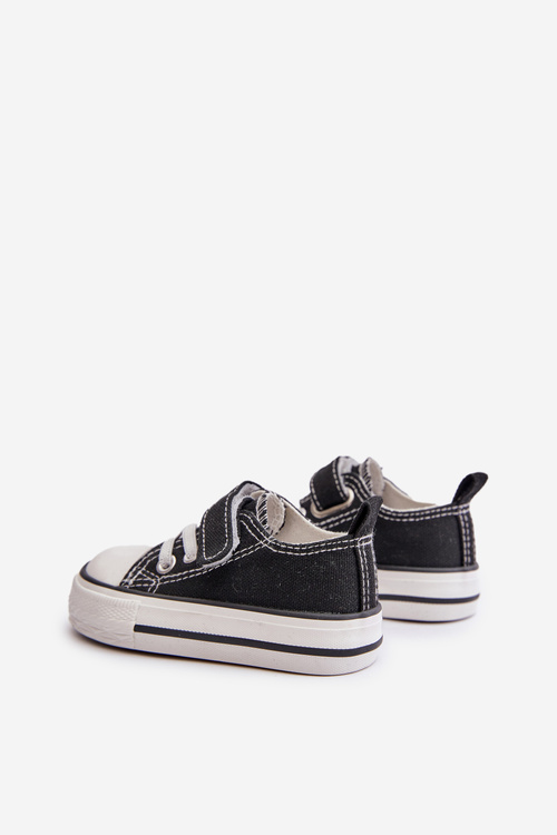 Children's Fabric Velcro Sneakers Black Daloma