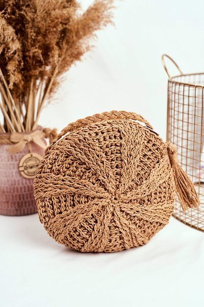 Damska Torebka Pleciona Boho Camel