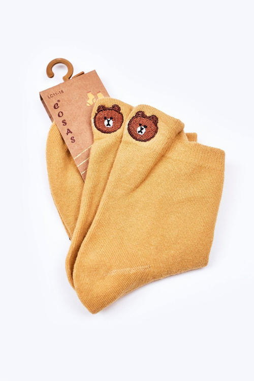 Girls' Cotton Socks With A Teddy Bear COSAS Yellow