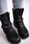 Women's Boots With Chain Suede Black Augusta