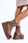 Women's Suede Boots On The Massive Platform Bright brown Savira 