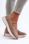 Women's Platform Moccasins in Beige Eco Suede Inesqua