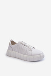 White Women's Leather Platform Sneakers Eselmarie