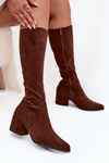 Women's Low Heel Eco Suede Boots Sergio Leone KZ212 Brown