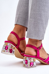 Suede Sandals With Crystals Fuchsia Callan