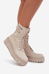 Womens Platform Ankle Boots With Decorative Detail Insulated Light Beige Lyrana