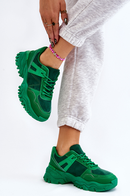 Buty Sportowe Sneakersy Modne Zielone Frezio