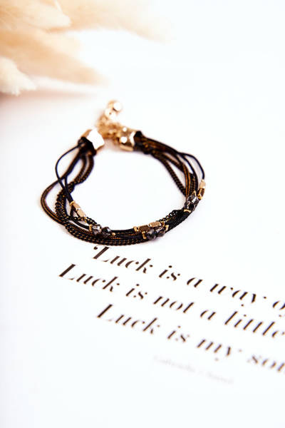 Women's Adjustable Bracelet With Crystals Black