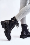 Women's Lace Up Trapper Boots With Warming Black Nomi