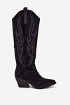Women's Cowboy Boots With Decoration On Heel Black Jovina