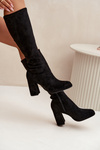 Women's Boots with Stitching on Block Heel Black Brivana