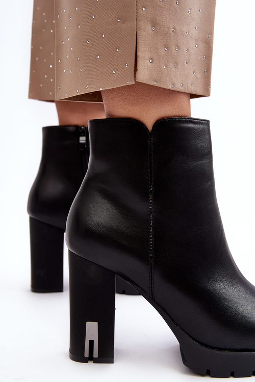 Women's Heeled Boots With Zipper Black Rasoda