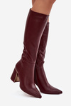 Women's High Heel Boots with Gold Element Bordeaux Alessine