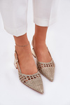 Heels With Braiding And Pointed Toes Gold Resterri