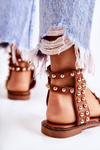 Women's Sandals With Studs In Brown Cavos