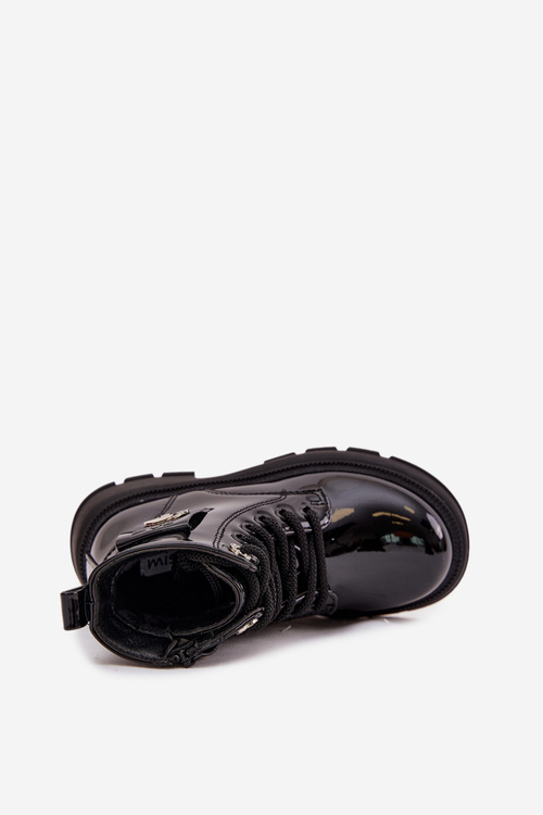 Insulated Children's Boots with Zip Patent Black Alverina