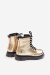 Insulated Girls Patent Boots With Zipper Gold Novita