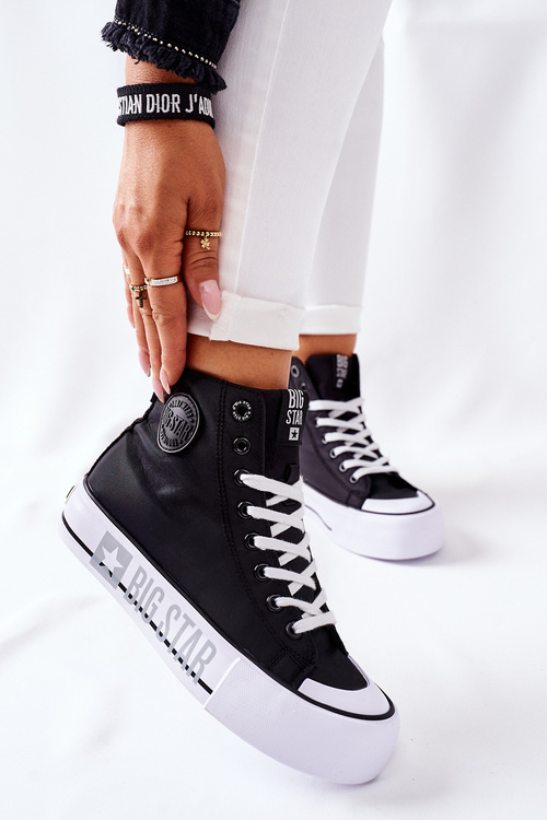 Trampki Wysokie Platforma Suwak Big Star Czarne II274012