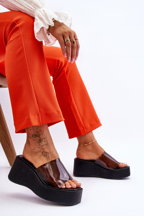 Women's Transparent Wedge Slippers Black Eliane