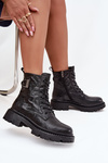 Leather Women's Ankle Boots with Wrinkled Effect and Buckle Artiker 57C1008 Black