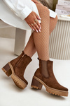 Women's Insulated Heeled Boots Eco Suede Brown Irissinae
