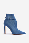 Women's Denim Boots on Heel Blue Amalundi