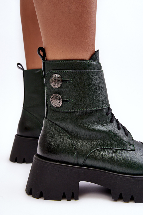 Leather Ankle Boots Women's Green Lemar Anceria