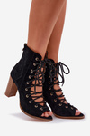 Heeled Sandals With Shaft And Lacing Black Ivelseki