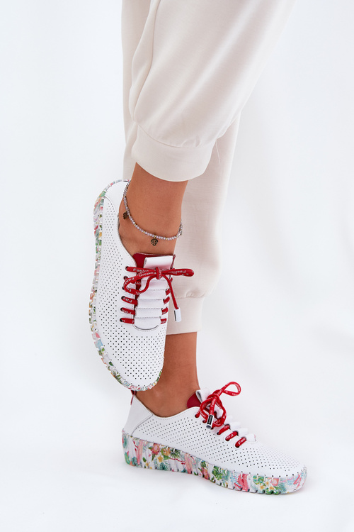 Ladies Leather Wedge Shoes Artiker 56C1799 White-Silver