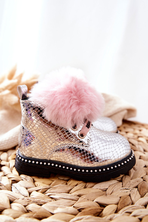 Children's Boots Insulated With Fur Silver Rosea