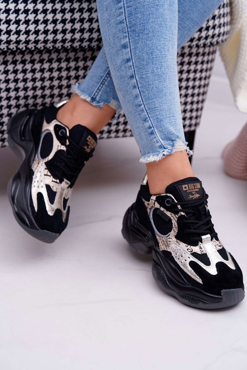 Women's Athletic Footwear Big Star by Daniel Lopez Black Gold FF274A524