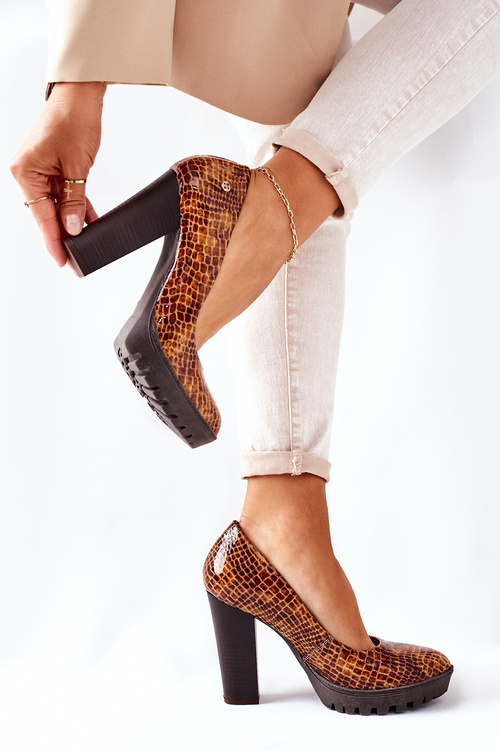 Women's Pumps On A Block Heel Maciejka 02629-05 Ginger