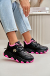 Warm Women's Sports Shoes Lace-up Platform Black Bialoa