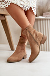 Women'S Ankle Boots With Zipper And Decorative Detail Eco Suede Beige Lerioria