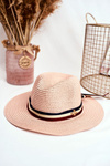 Women's Hat Panama 100% Paper Pink Gold fly