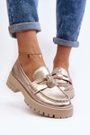 Leather Loafers with CheBello 4291 Gold Decoration