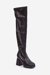 Fitted knee-high heeled boots dark brown Sanniraen
