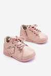 Botki Skóra Sznurowane Motylek Różowe Avi