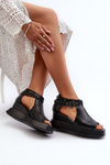 Women's Platform and Wedge Sandals in Black Eco Leather Hloeli