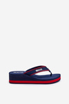 Women's Wedge Flip Flops by Big Star NN274A725 Navy Blue