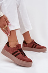 Sneakersy Zamszowe Na Platformie Brązowe Zazoo N1068S2