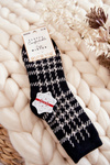 Skarpetki Damskie Ciepłe Krata Czarno-Biała