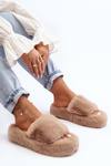 Women's Furry Slippers Beige Biella