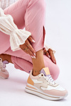 Fashionable Leather Sports Shoes White and Beige Roen