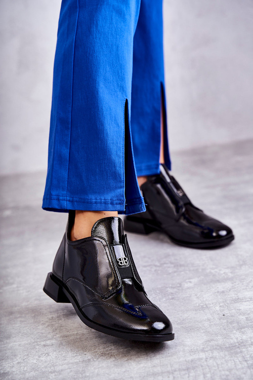 Patent Low Zip Boots Black Bettina