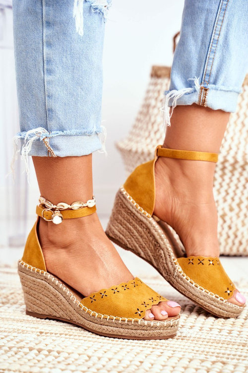 Sandals On A Braided Wedge Yellow Sagittarius